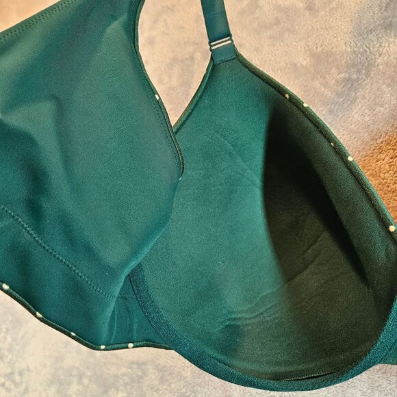 Cacique Polka Dot Full Coverage Lightly Lined Bra 40F Green Adjustable Straps - Picture 14 of 16